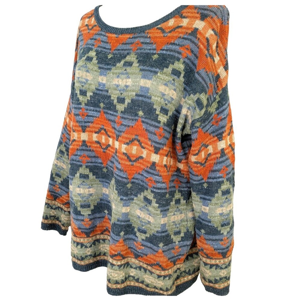 Denim & Supply Ralph Lauren Women's LG Aztec Print 100% Cotton Pullover Sweater